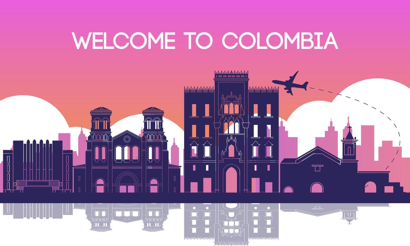 Colombie célèbre point de repère silhouette style vecteur