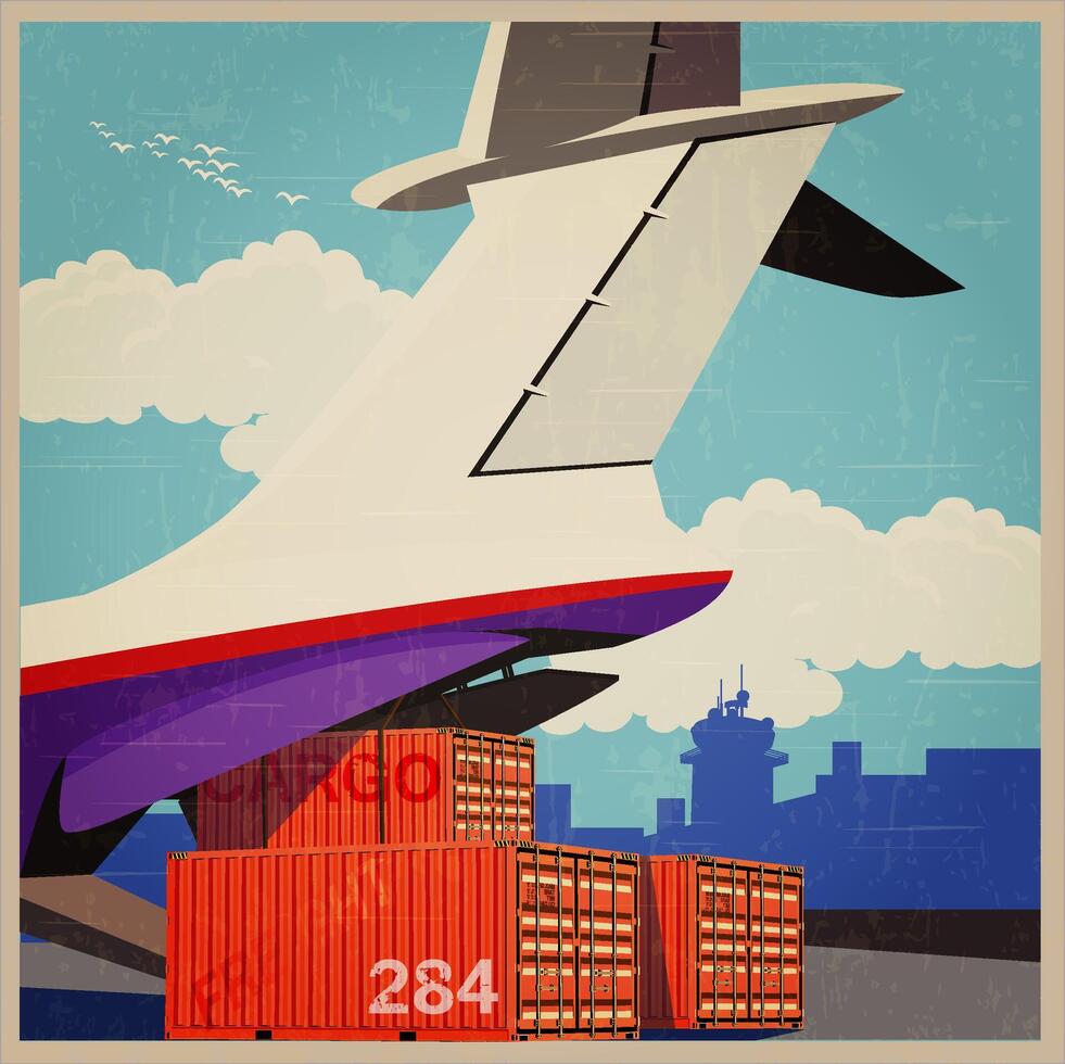 air cargo vieux affiche vecteur