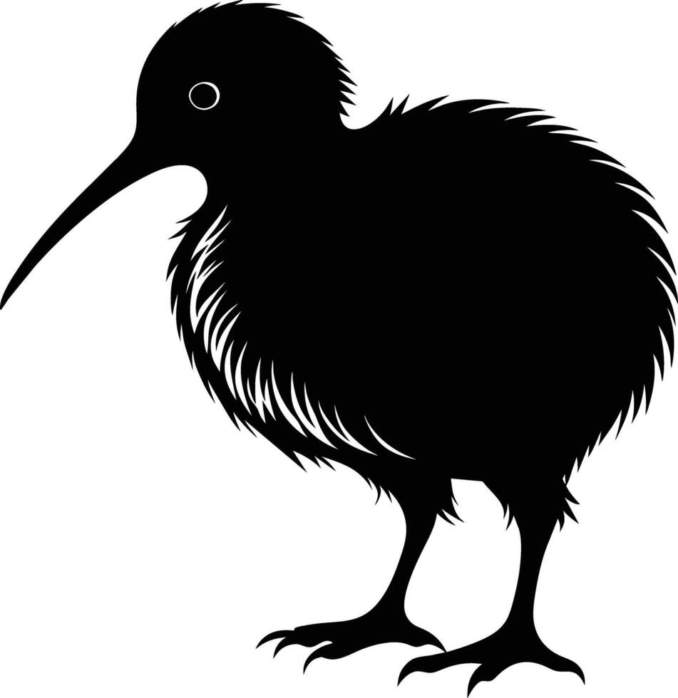 une noir et blanc silhouette de une kiwi oiseau vecteur