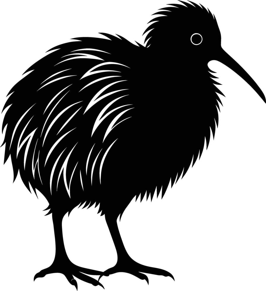 une noir et blanc silhouette de une kiwi oiseau vecteur