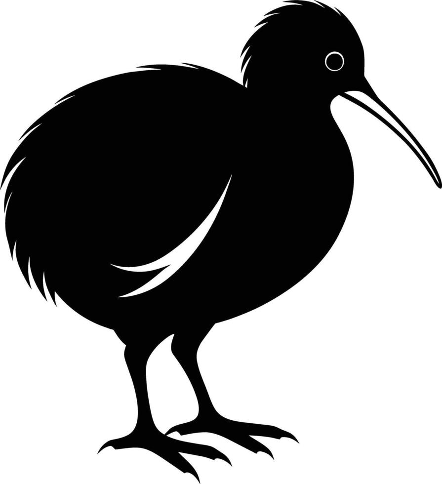 une noir et blanc silhouette de une kiwi oiseau vecteur