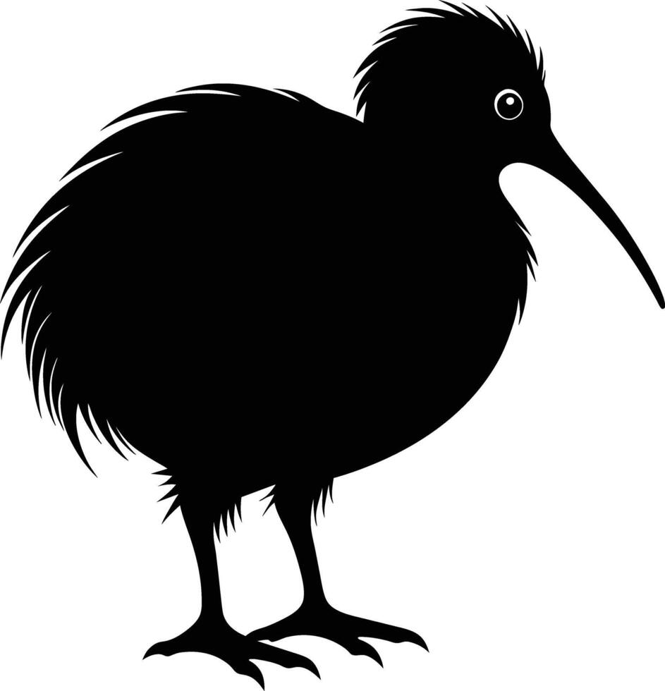 une noir et blanc silhouette de une kiwi oiseau vecteur