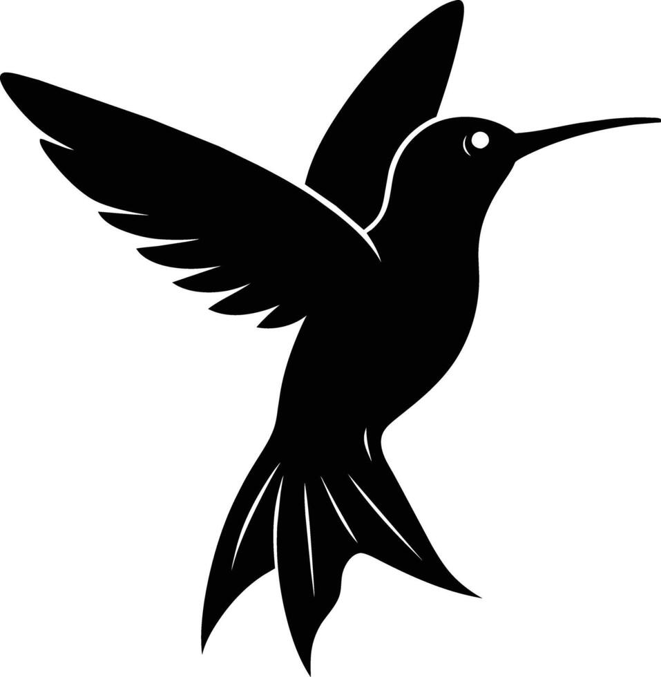 colibri silhouette noir illustration vecteur