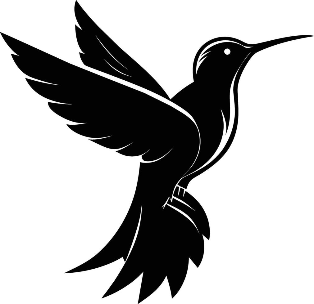 colibri silhouette noir illustration vecteur