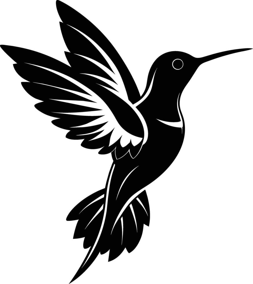 colibri silhouette noir illustration vecteur