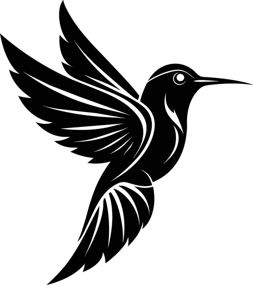 colibri silhouette noir illustration vecteur