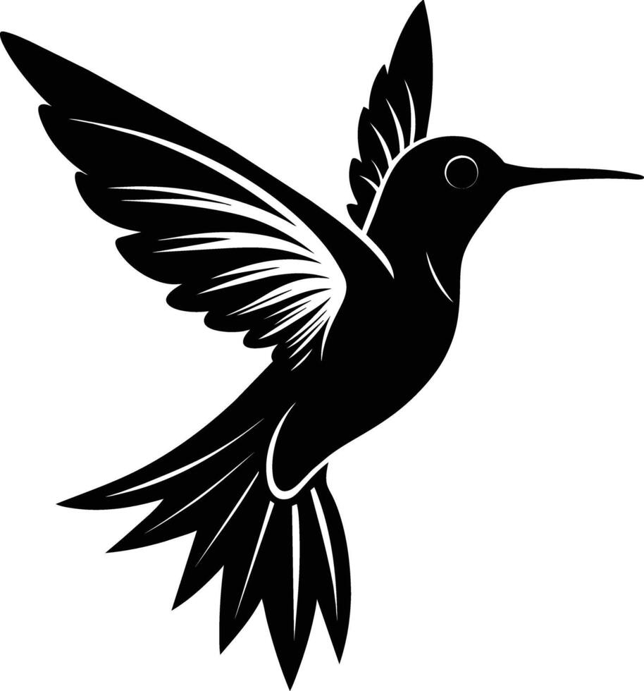 colibri silhouette noir illustration vecteur