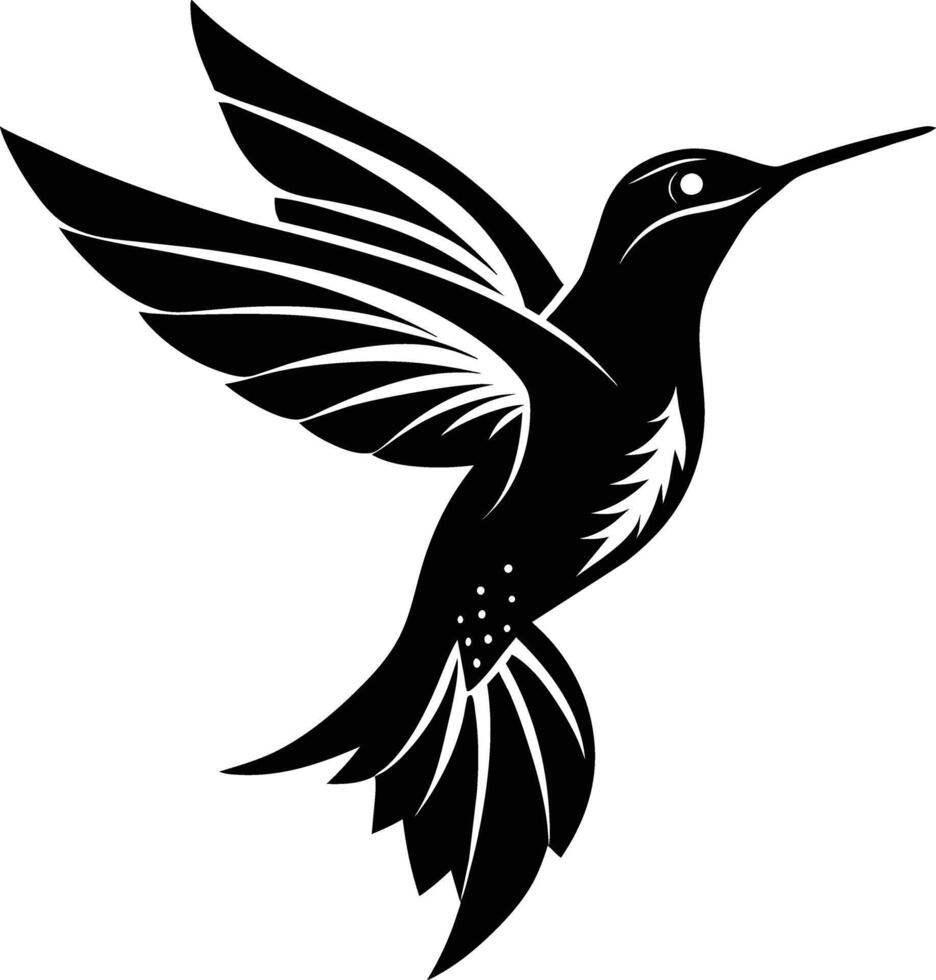 colibri silhouette noir illustration vecteur