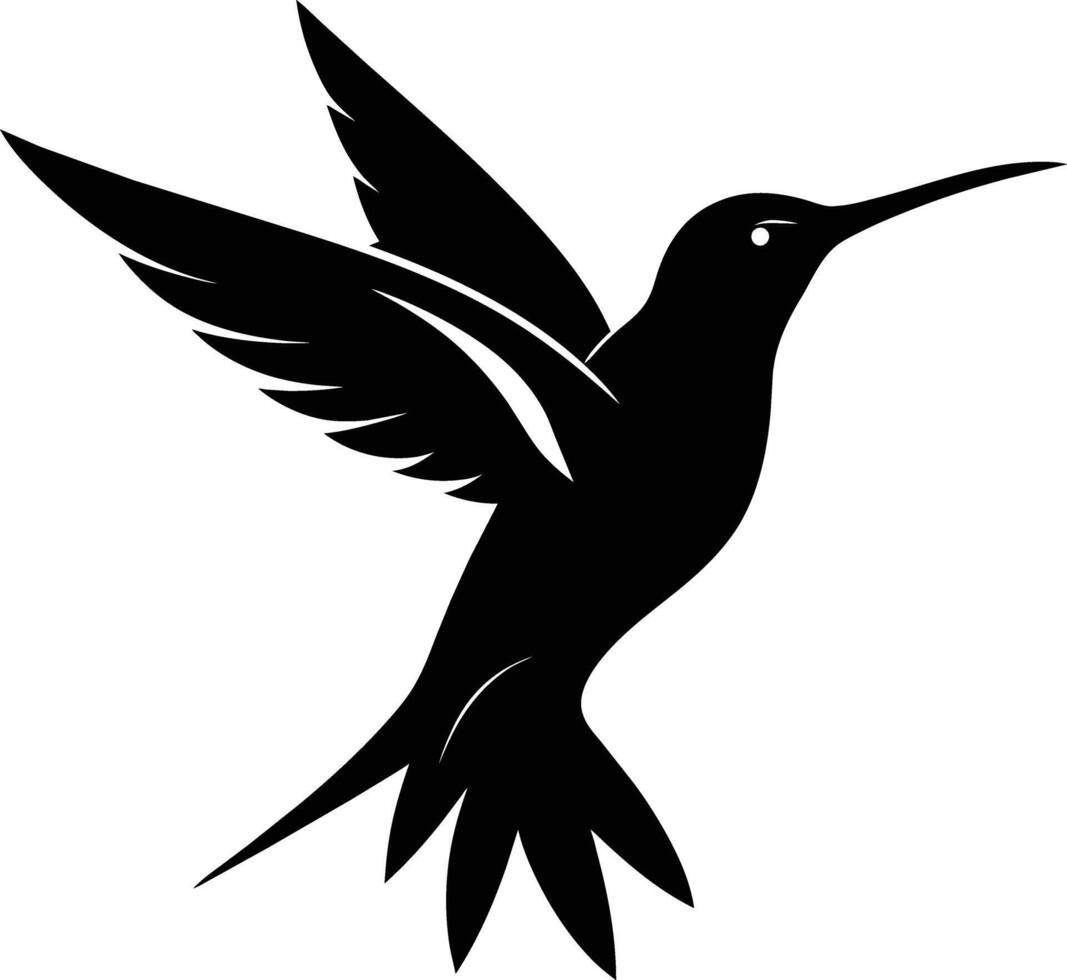 colibri silhouette noir illustration vecteur