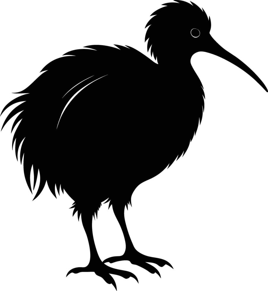 une noir et blanc silhouette de une kiwi oiseau vecteur