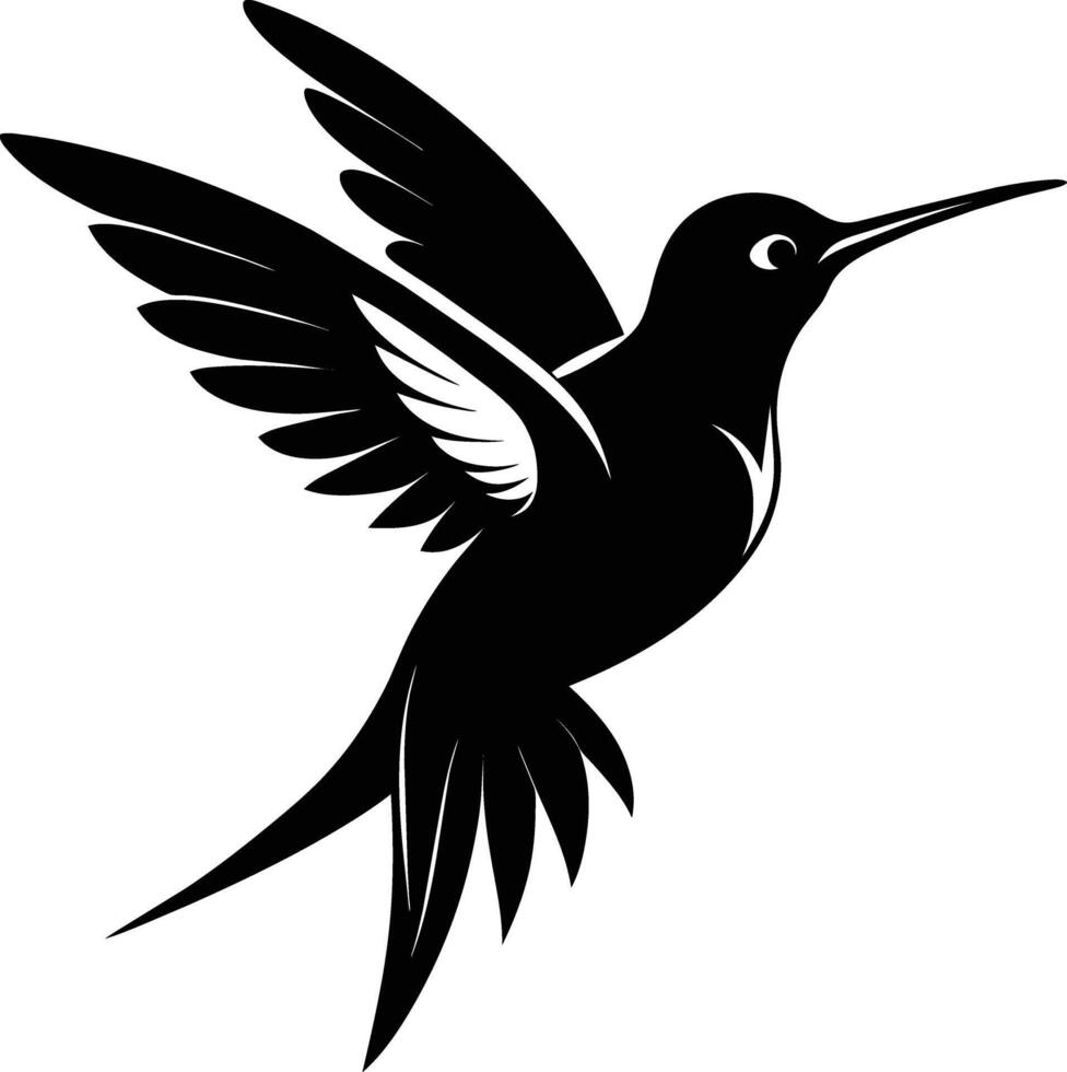 colibri silhouette noir illustration vecteur