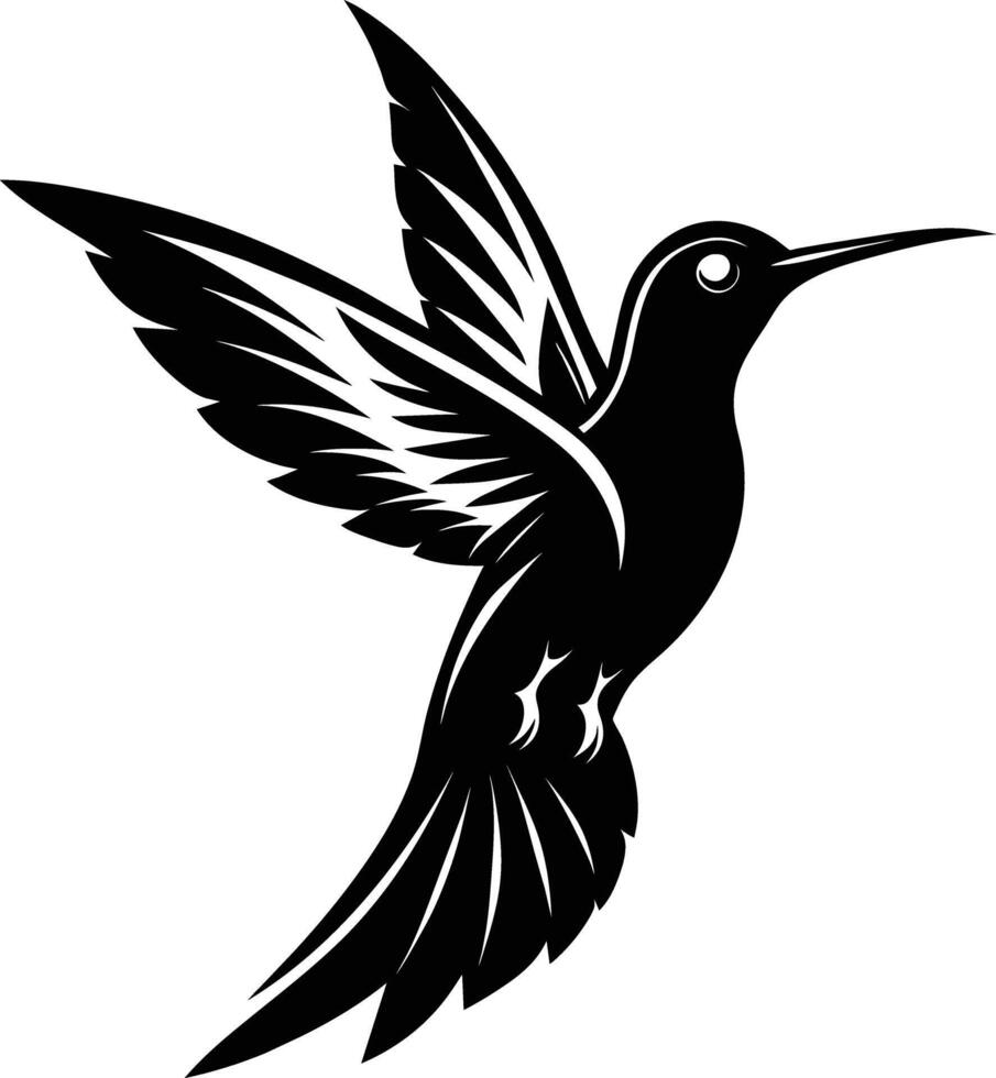 colibri silhouette noir illustration vecteur