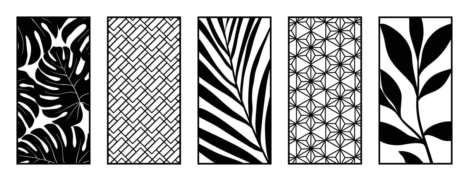 botanique et abstrait modèle laser Couper avec ligne conception modèle. conception pour bois sculpture, mur panneau décor, métal Coupe, mur arts, couverture arrière-plan, fond d'écran et bannière. vecteur