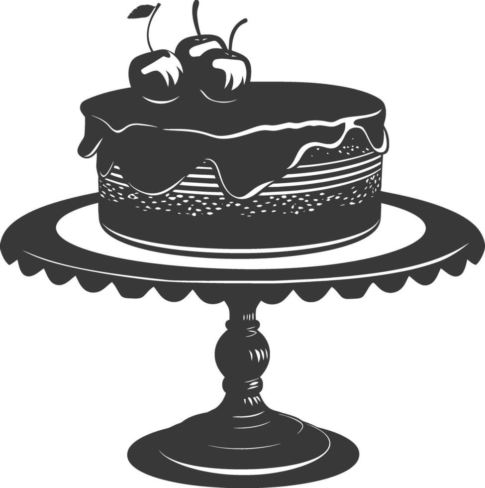 silhouette gâteau plat noir Couleur seulement plein vecteur