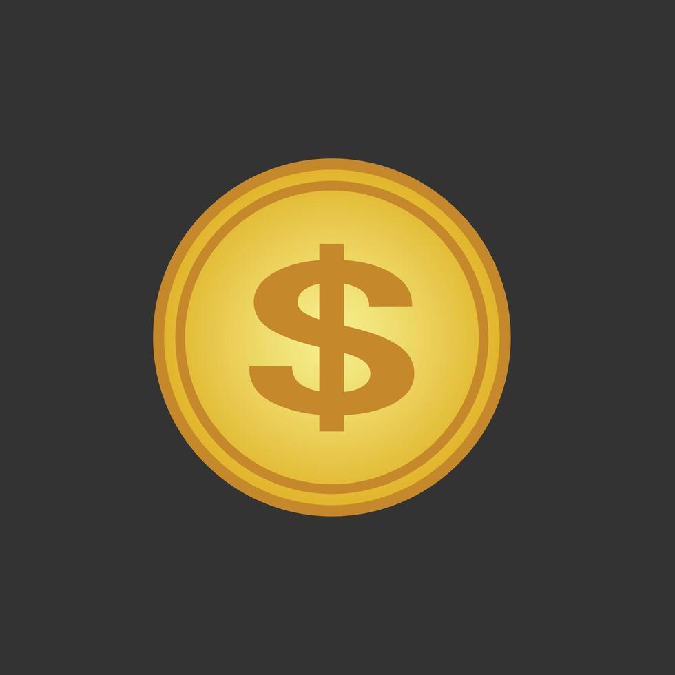 dollar pièce de monnaie or penny argent américain devise symbole icône illustration vecteur