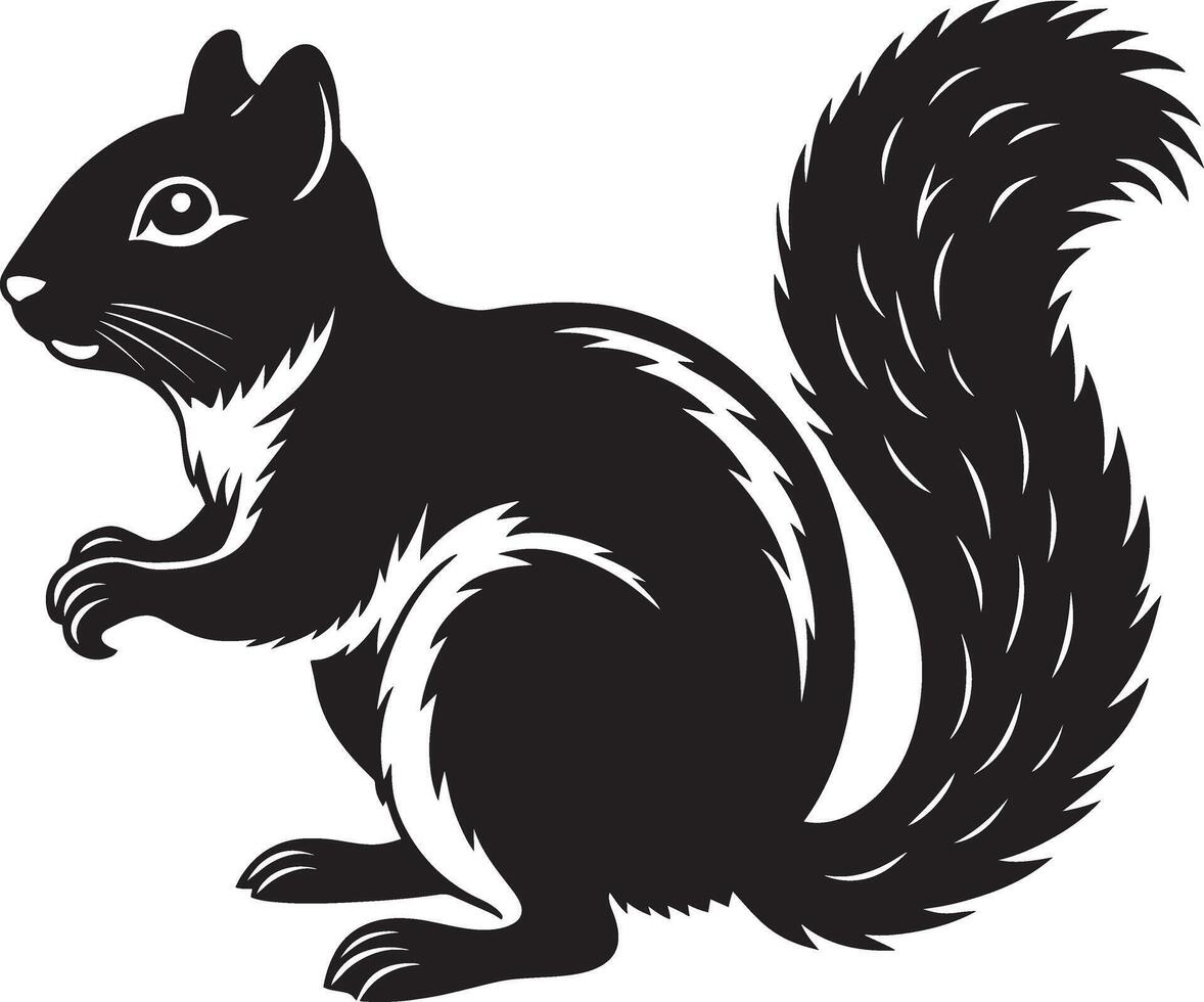 écureuil - noir et blanc illustration - isolé sur blanc Contexte vecteur