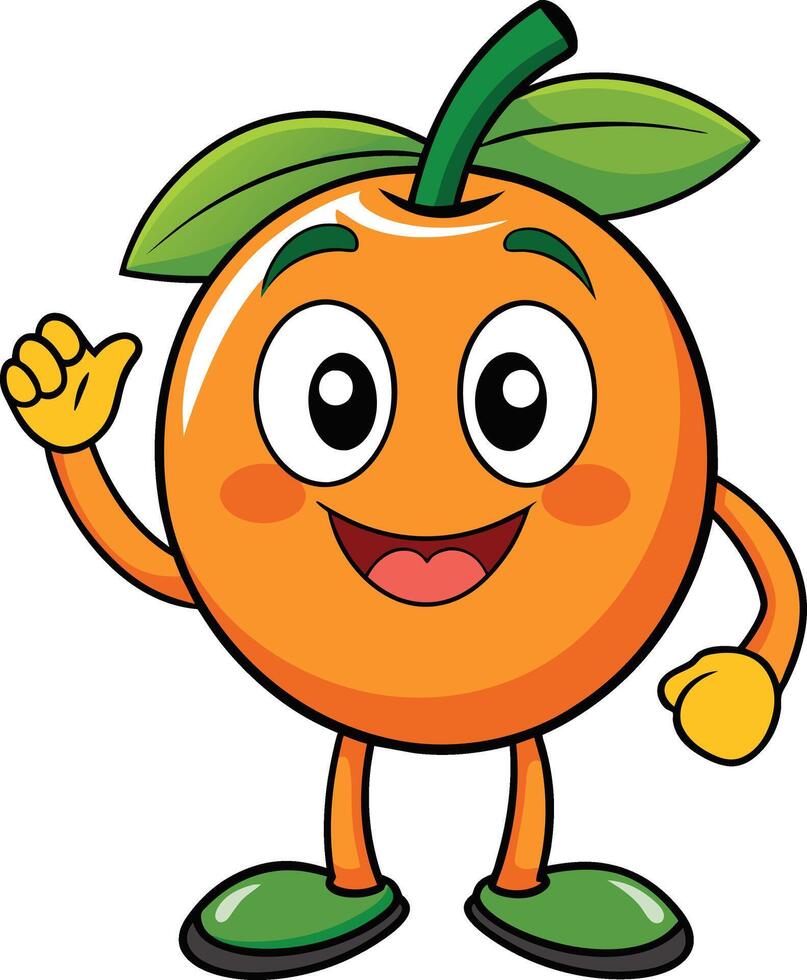dessin animé personnage de Orange fruit isolé sur blanc Contexte illustration. vecteur