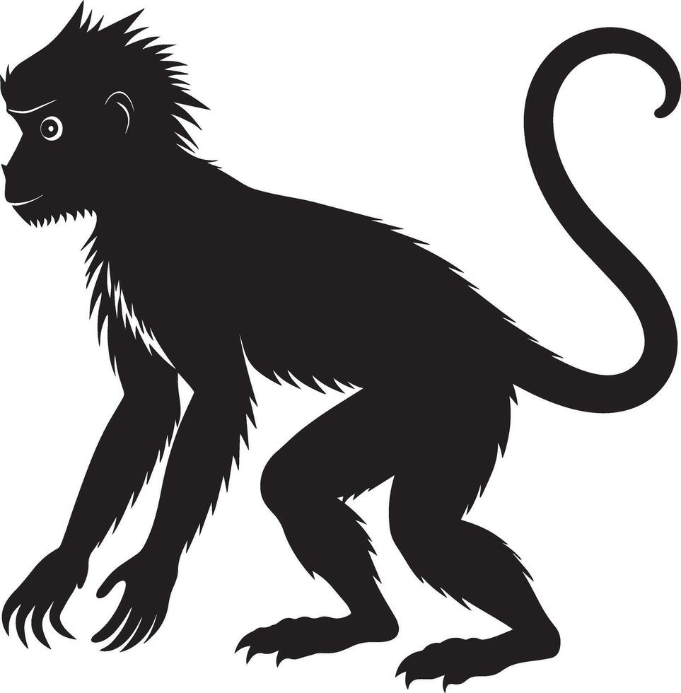 singe noir silhouette sur une blanc arrière-plan, vecteur