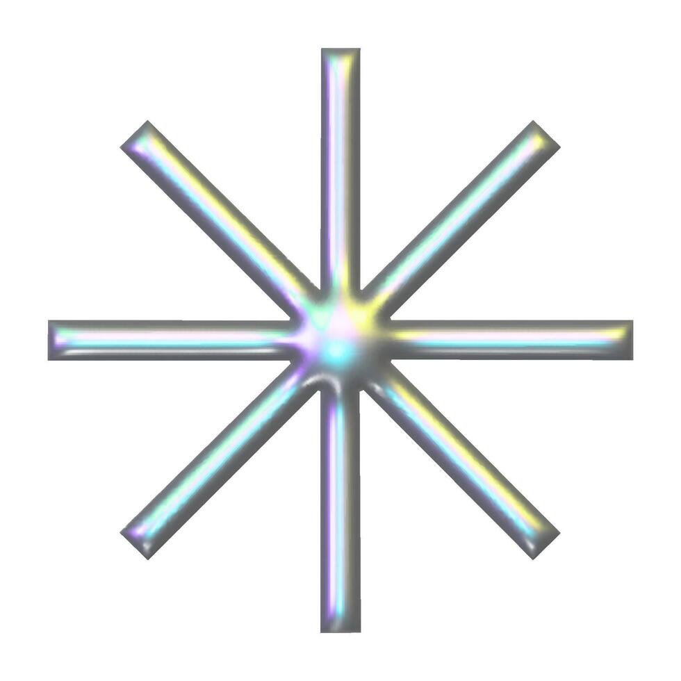 3d métal holographique y2k élément - étoile avec brillant chrome effet vecteur
