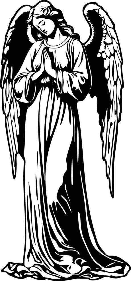 illustration de un ange avec ailes prier vecteur