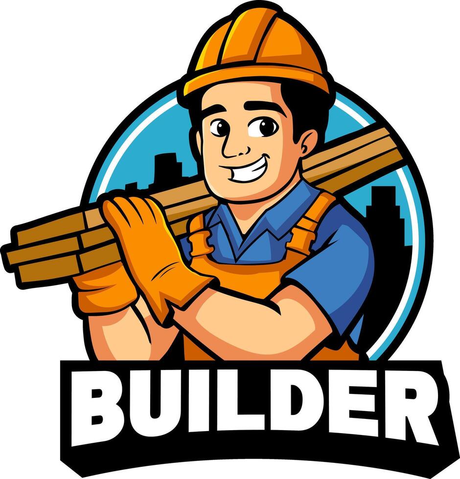 constructeur mascotte logo illustration vecteur