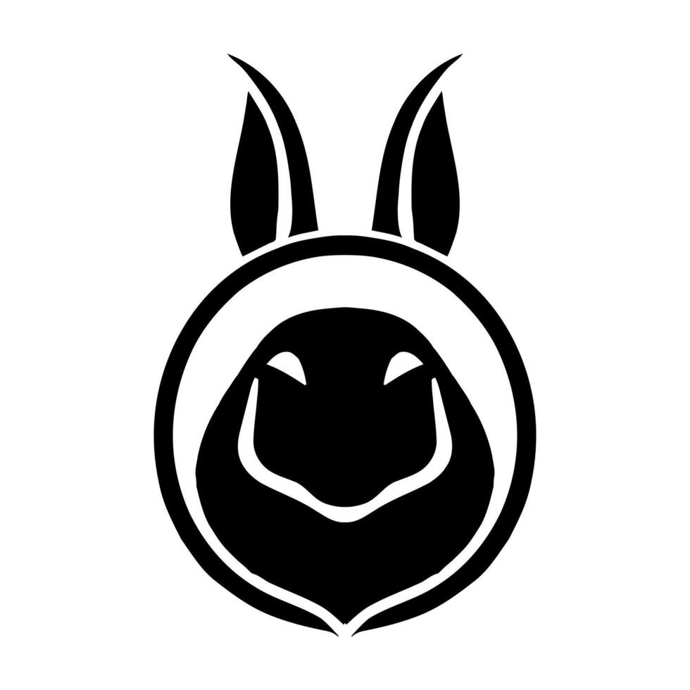 lapin tête dessin animé icône illustration graphique conception dans noir et blanc vecteur