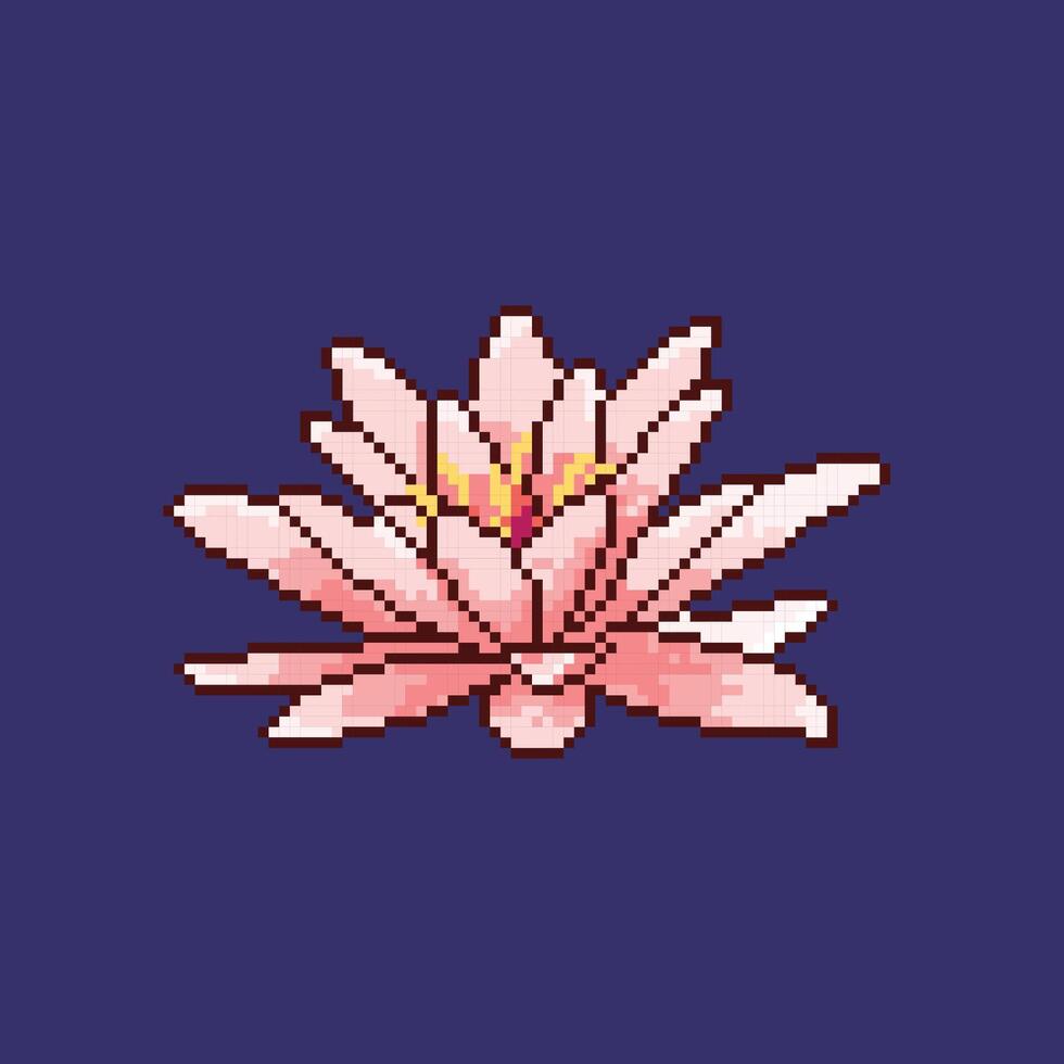 lotus fleur illustration dans pixel art style vecteur