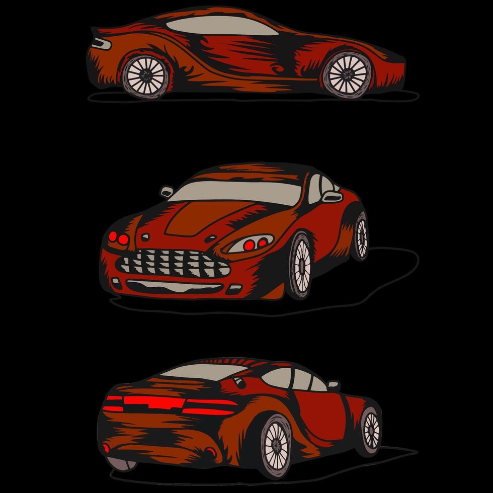 rouge sport voiture ilustration numérique moderne vecteur