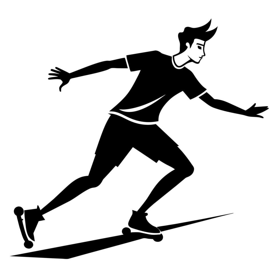 une homme patinage noir Couleur silhouette vecteur