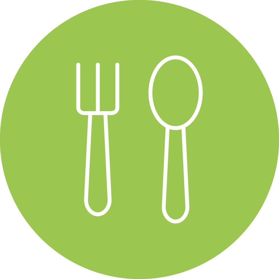 cuillère et fourchette ligne multi cercle icône vecteur