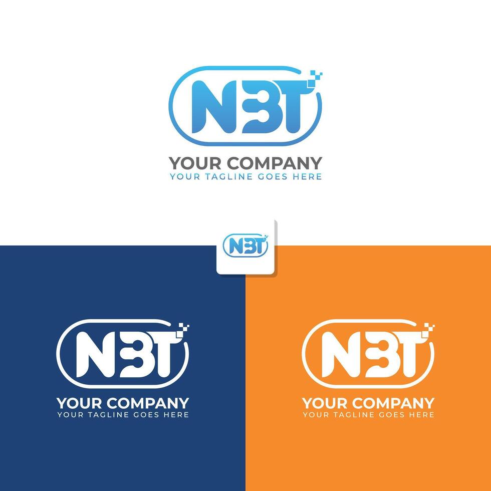 technologie nbt alphabet initiale logo modèle avec élégant pente bleu Couleur vecteur