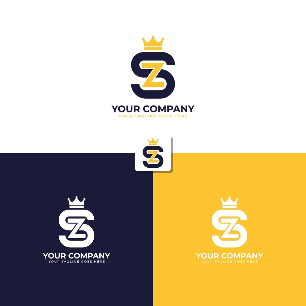 sz ou zs lettre monogramme logo conception modèle avec couronne icônesz ou zs lettre monogramme logo conception modèle avec couronne icône vecteur