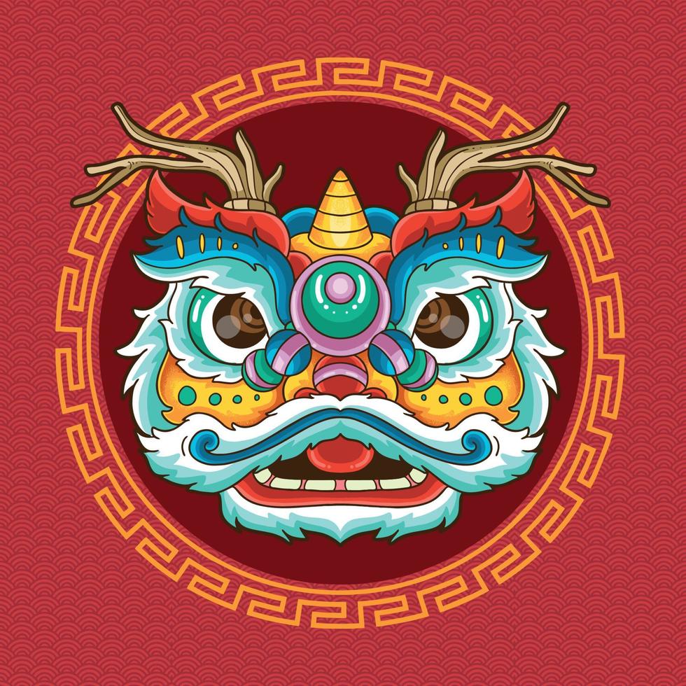 célébration de la danse du lion du nouvel an chinois vecteur