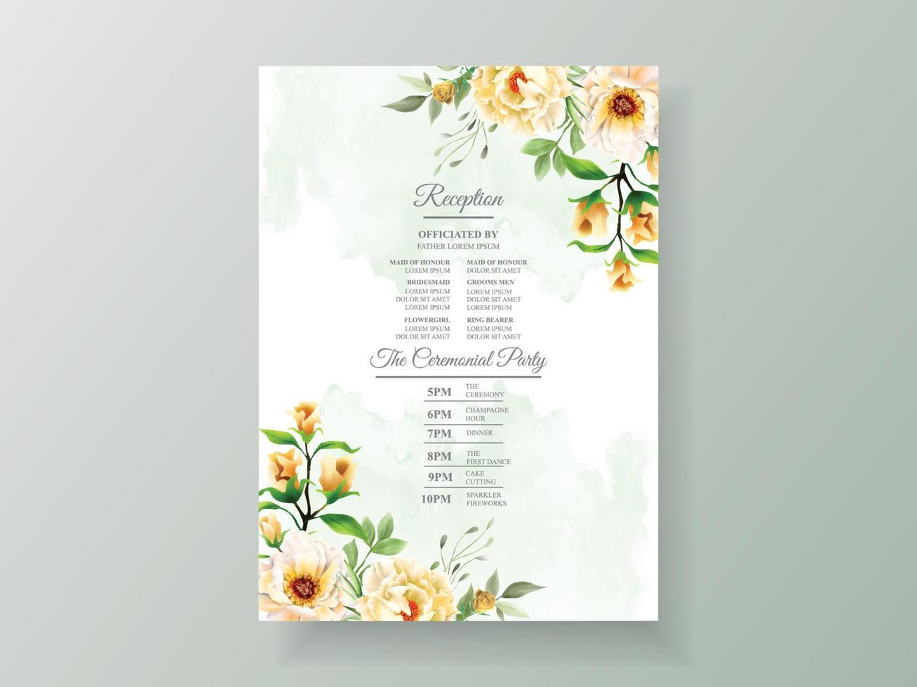 beau modèle d'invitation de mariage floral vecteur