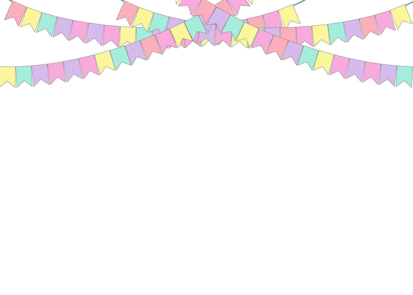 concept de décoration de partie avec des fanions colorés suspendus au-dessus. illustration vectorielle avec espace de copie pour votre texte. salutation ou invitation à une fête avec des guirlandes de drapeau de carnaval. vecteur
