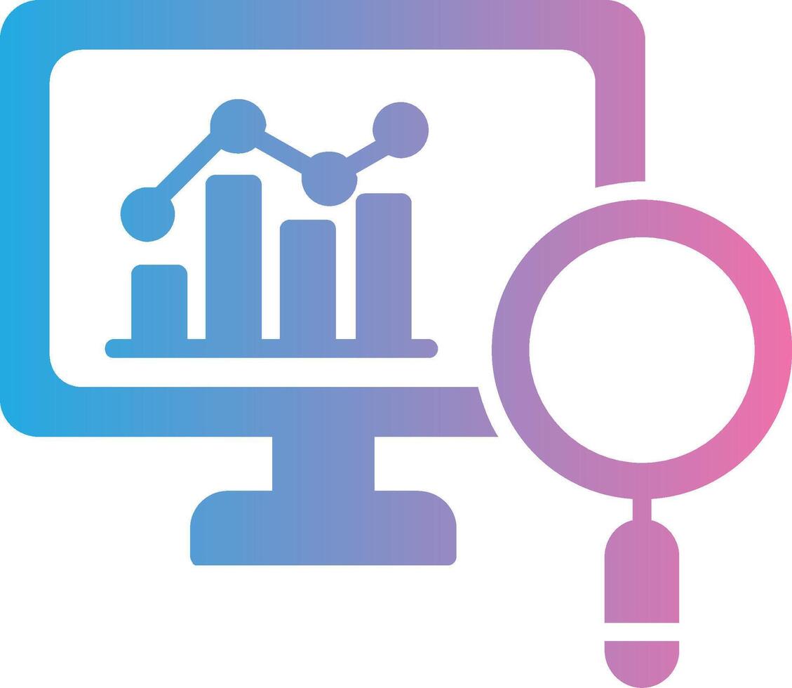 marché analytique glyphe pente icône conception vecteur