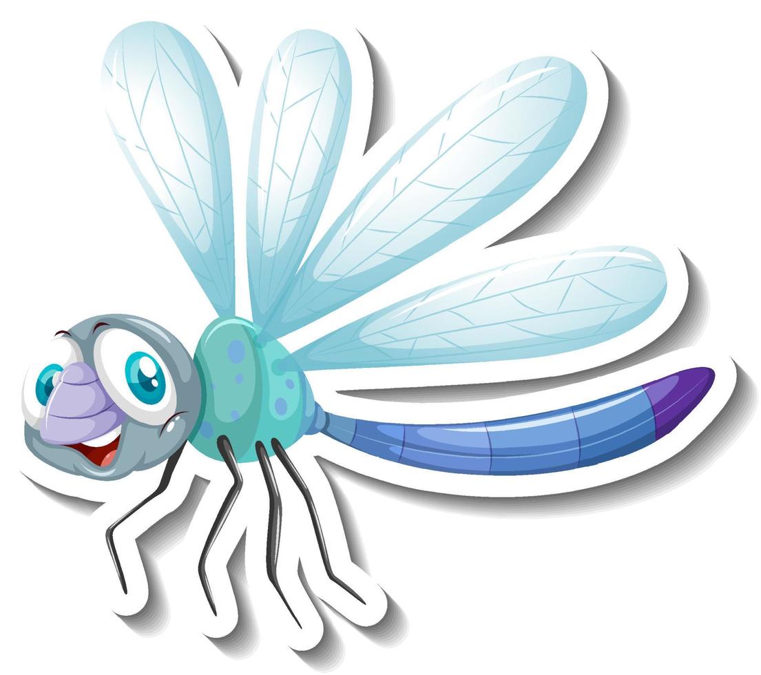 autocollant de dessin animé insecte libellule vecteur