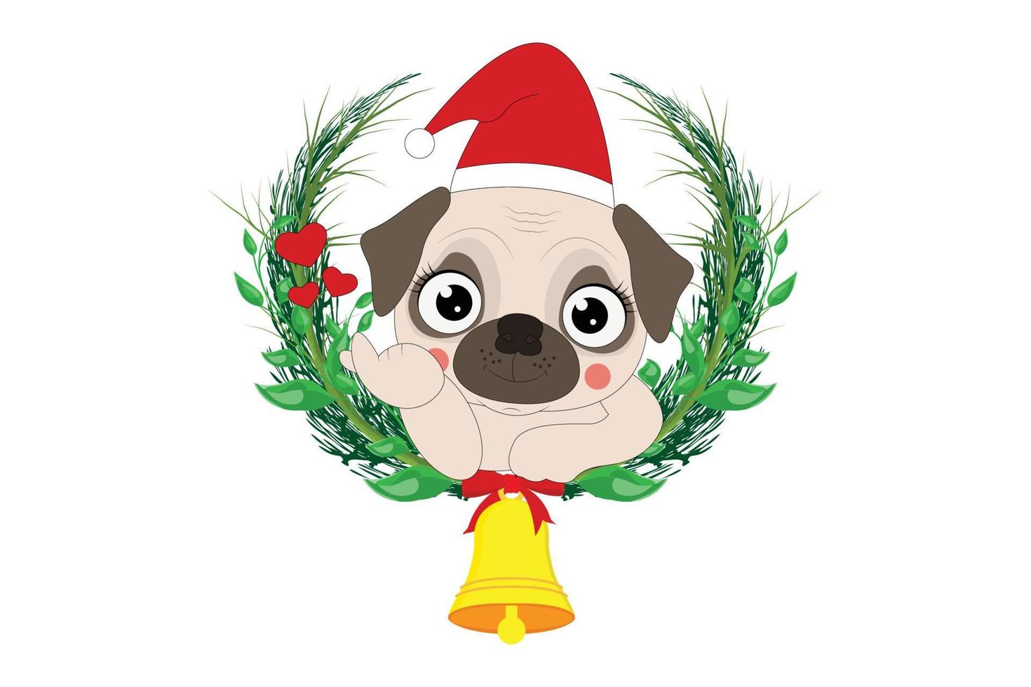 dessin animé animal chien mignon à noël vecteur