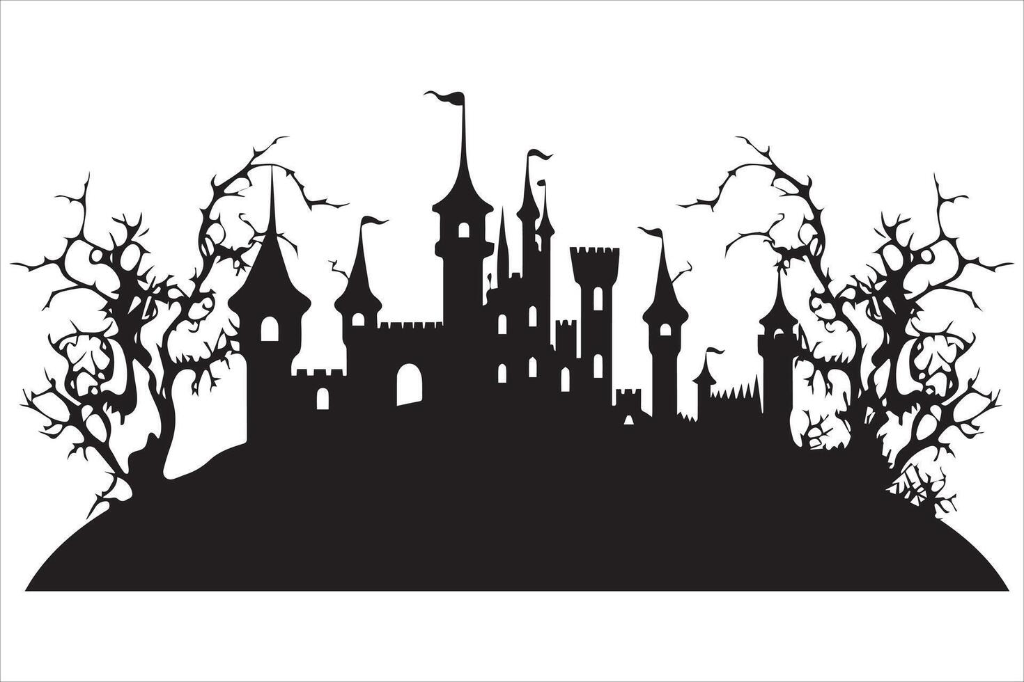 Halloween sorcière maison silhouette conception pro vecteur