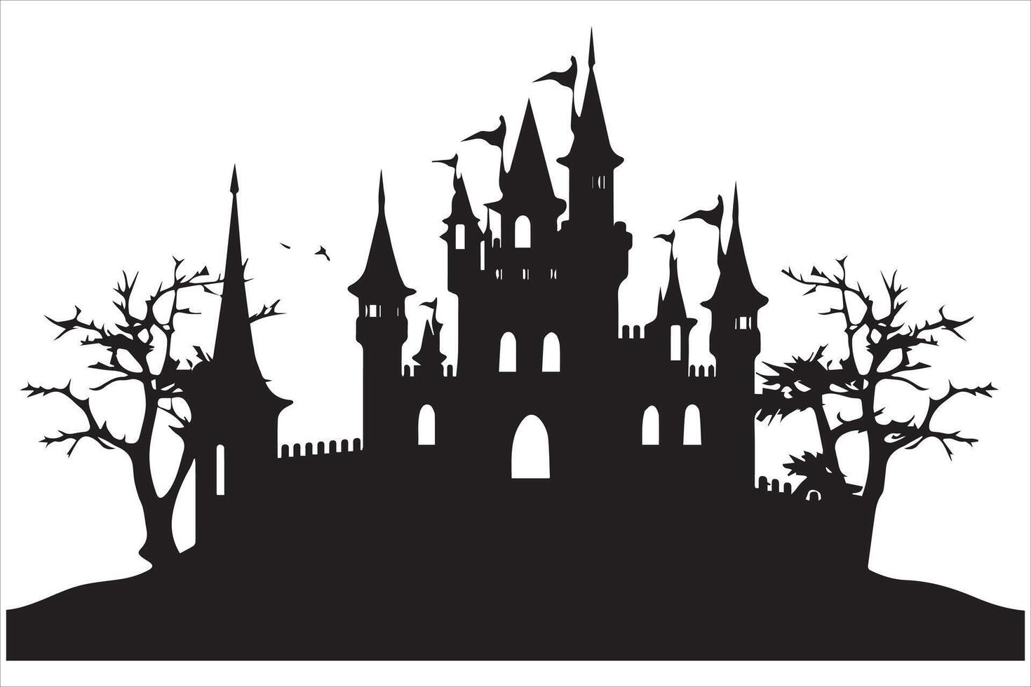 Halloween sorcière maison silhouette conception pro vecteur