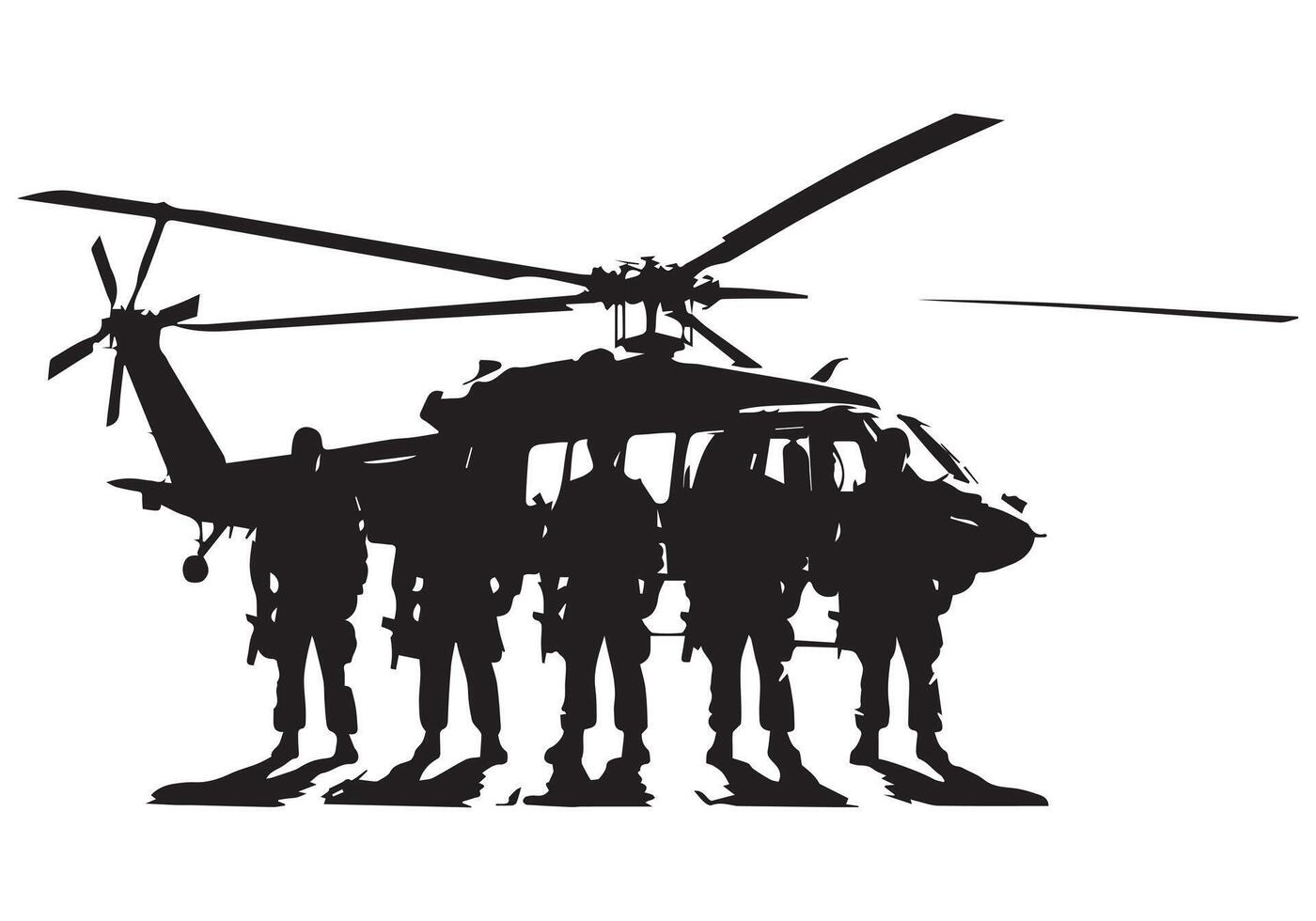 hélicoptère silhouette dans noir isolé sur blanc Contexte pro vecteur