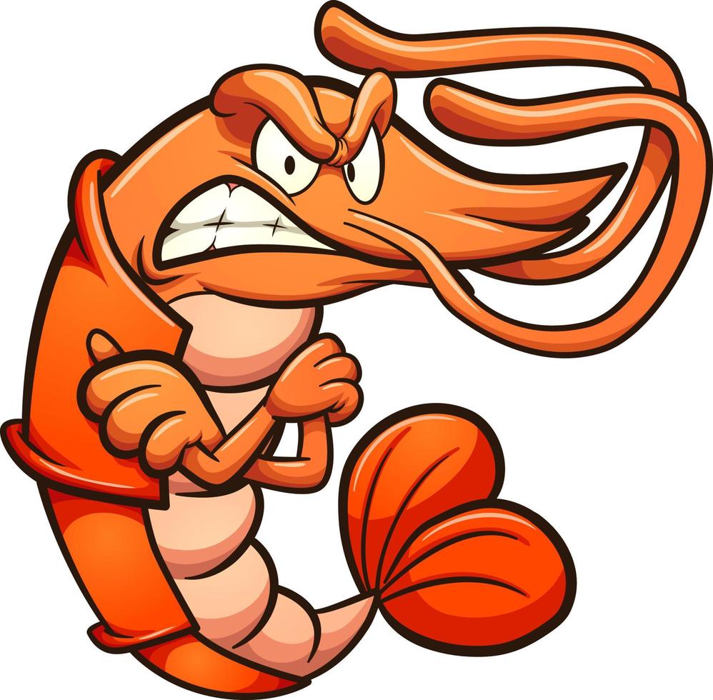 crevettes de dessin animé en colère vecteur
