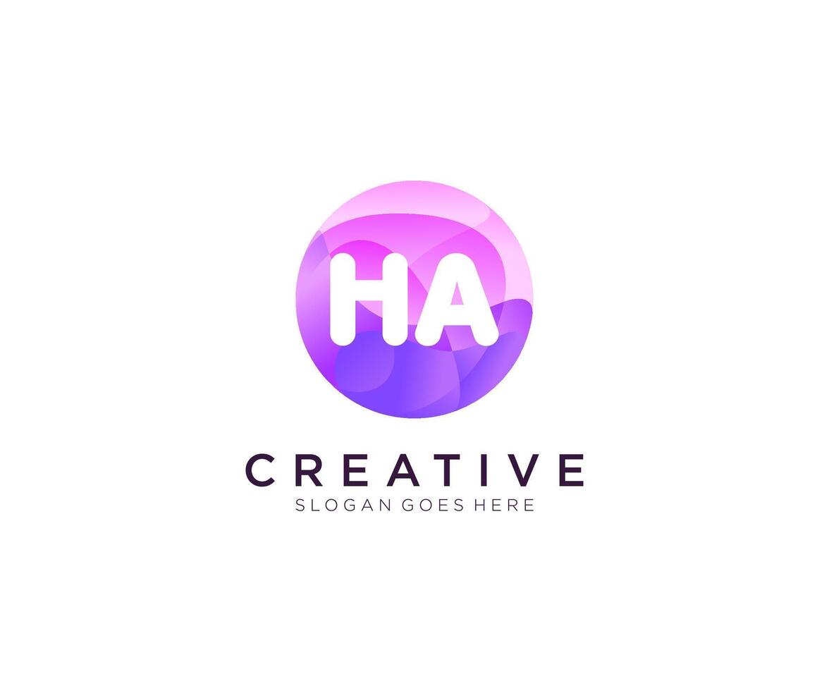 Ha initiale logo avec coloré cercle modèle . vecteur