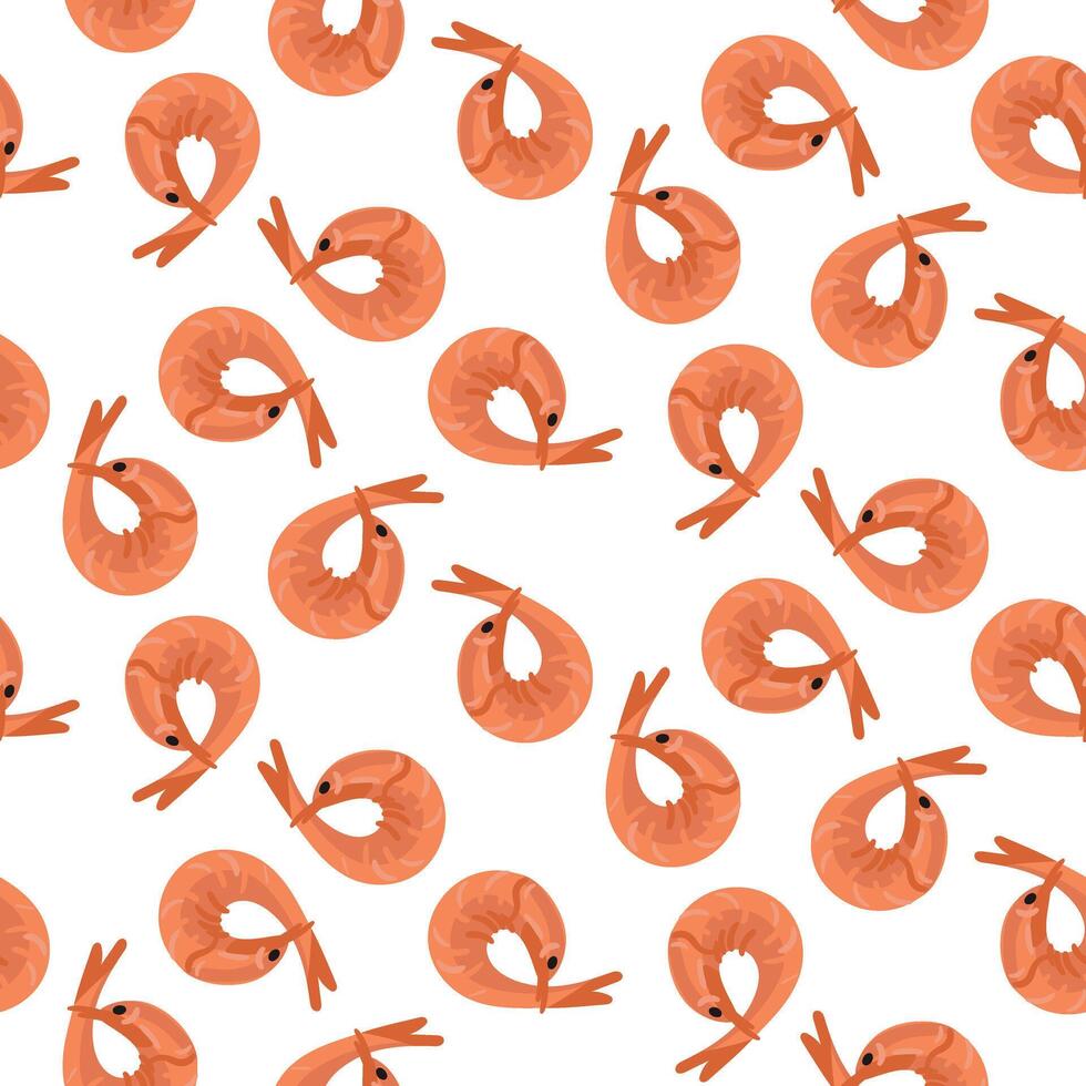 modèle de Frais rose bouilli crevette, tout sur une blanc arrière-plan, est adapté pour décorer Fruit de mer restaurant menus. sans couture texture avec fini barbecue des produits vecteur