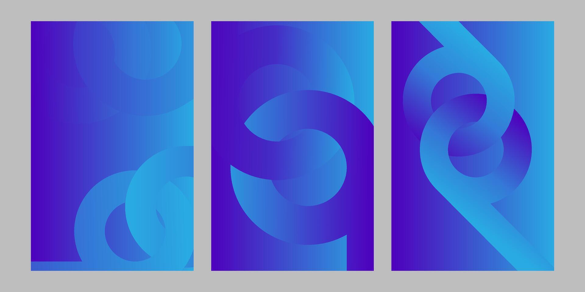 Trois bleu abstrait panneaux avec une tourbillon conception vecteur