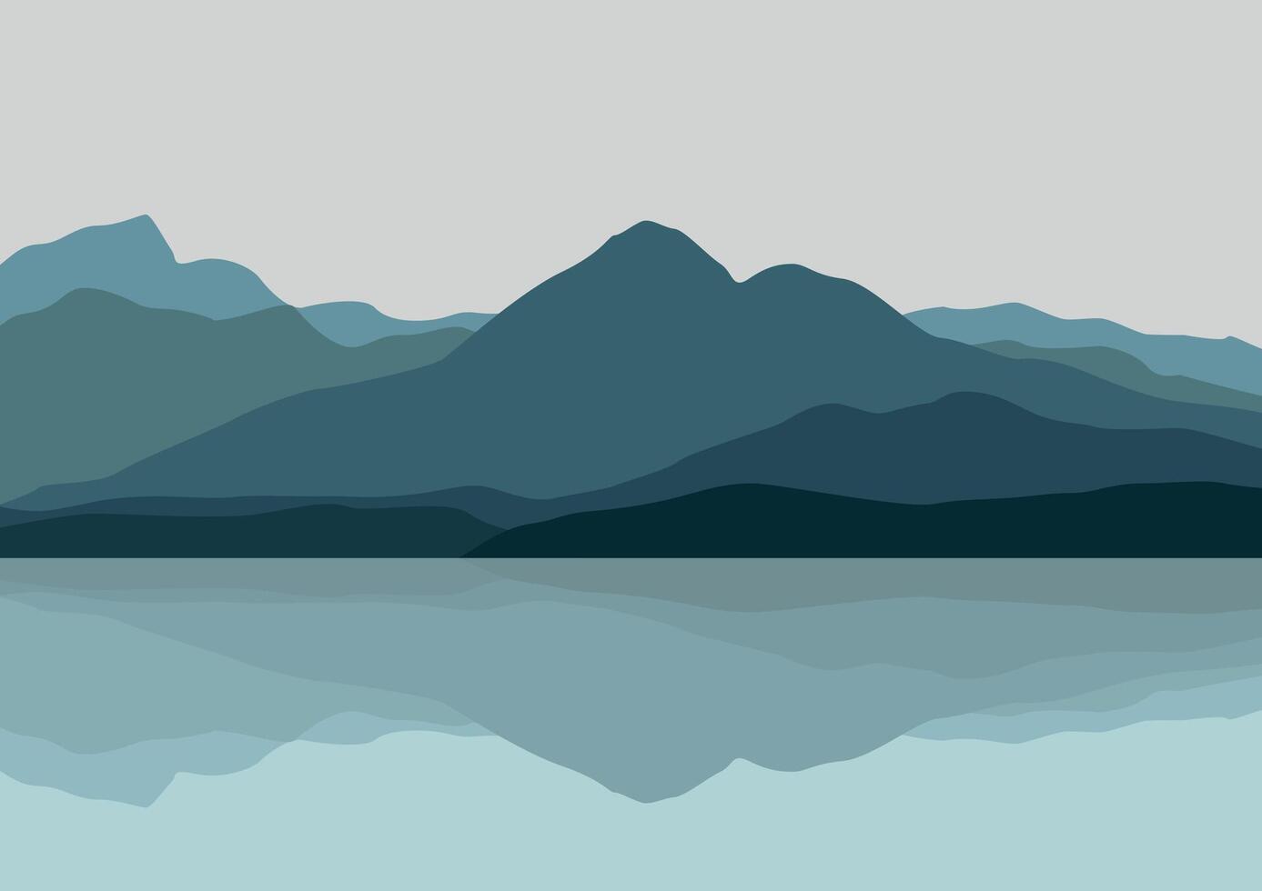 Lac et montagnes panorama. illustration dans plat style. vecteur