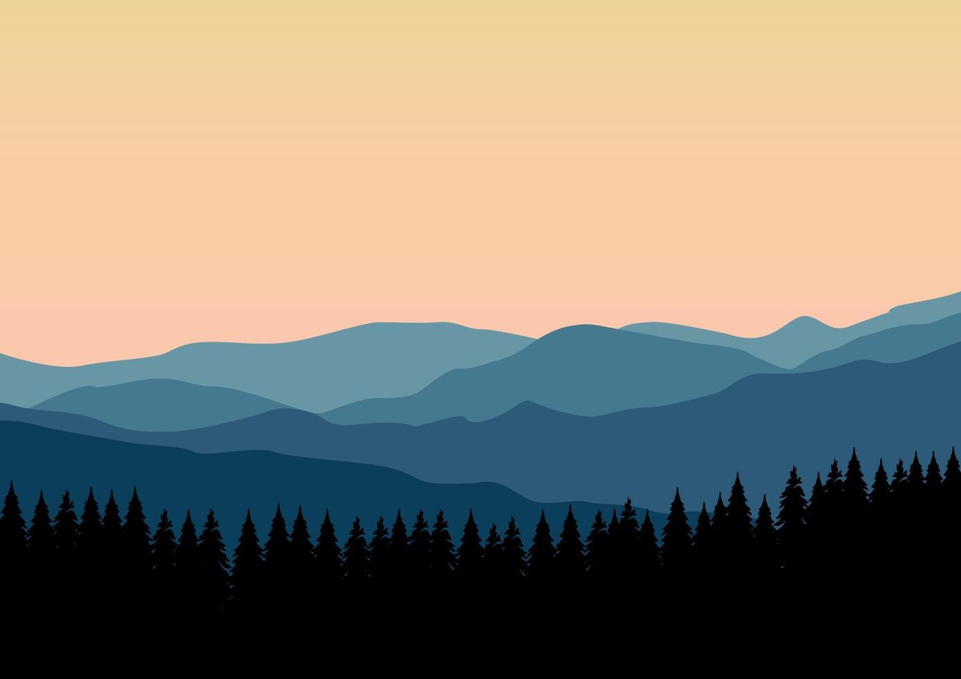 montagnes et pin forêt paysage panorama. illustration dans plat style. vecteur