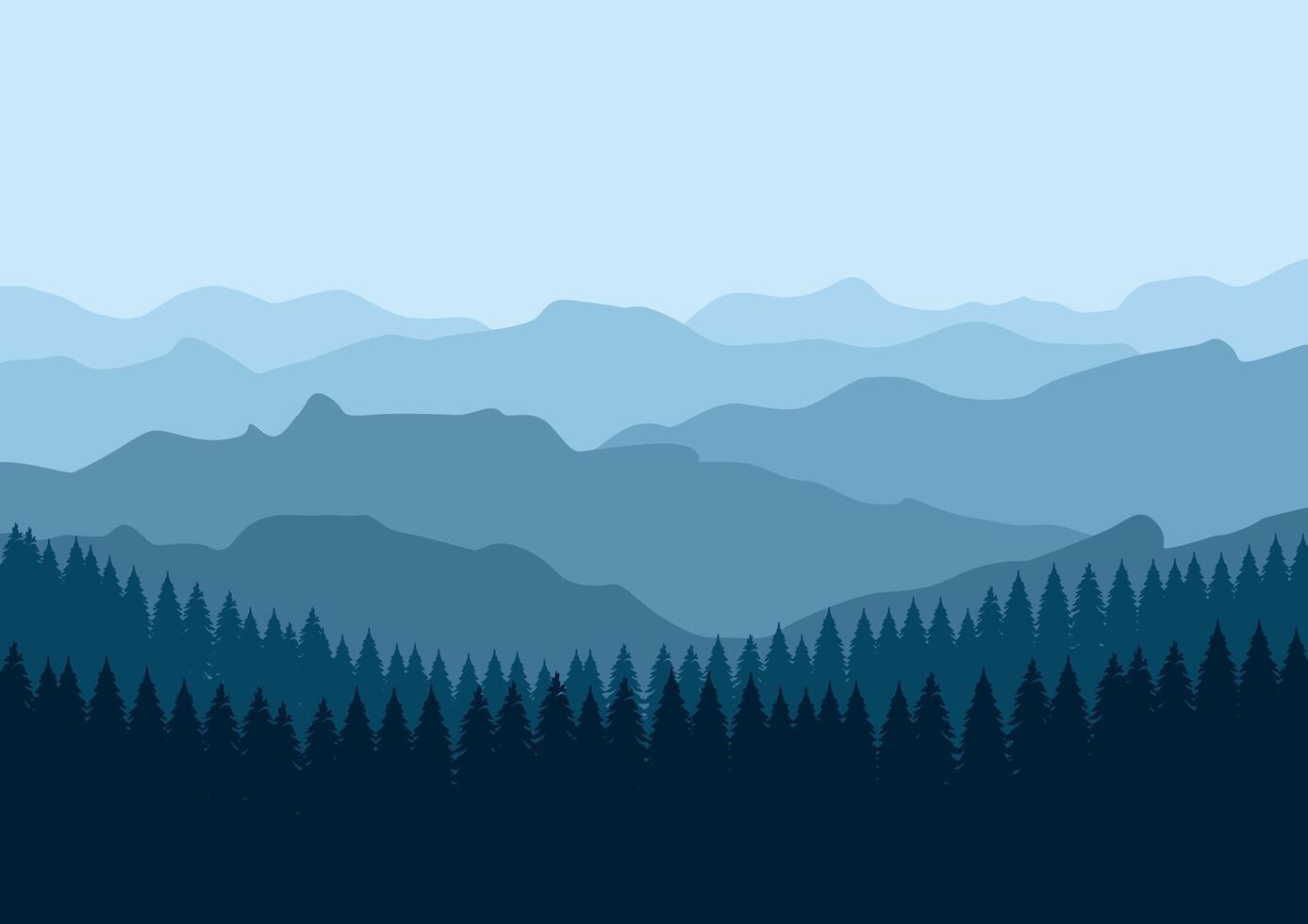 montagnes et pin forêt paysage panorama. illustration dans plat style. vecteur