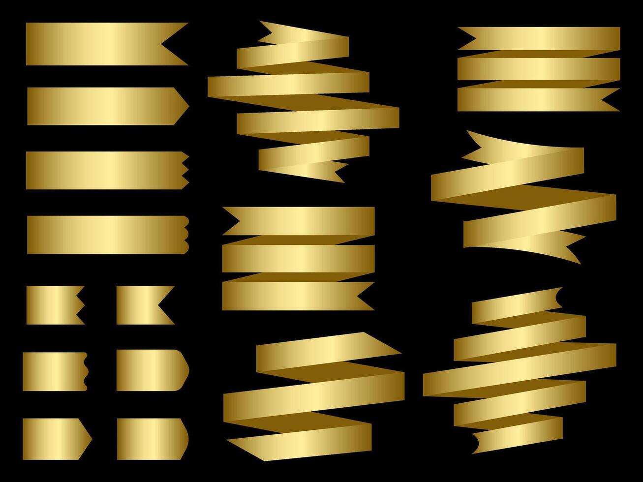 d'or Couleur ruban éléments. or contour moderne Facile rubans collection. plat bannière ruban pour décoratif conception. rubans, bannières, insignes, Étiquettes conception éléments. vecteur