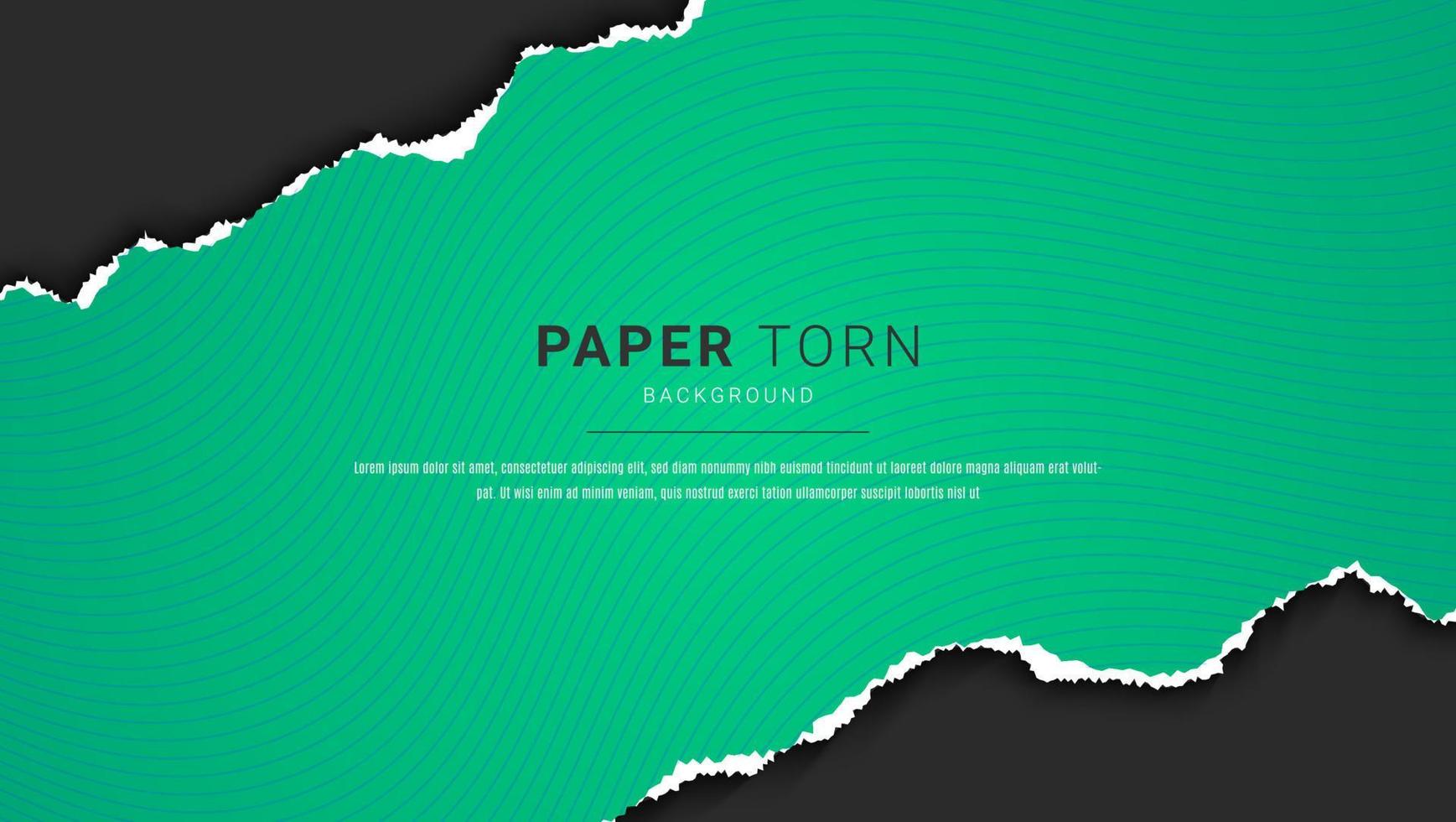 conception abstraite moderne de papier vert déchiré dans le modèle de fond noir vecteur